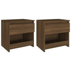 Bedside table 2 units plywood oak brown 40x30x39cm by , Nightstands - Ref: Foro24-815134, Price: 63,32 €, Discount: %