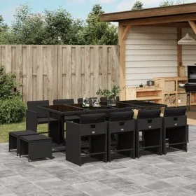 Set comedor de jardín con cojines 13 pzas ratán sintético negro by , Garden sets - Ref: Foro24-3211159, Price: 742,42 €, Disc...