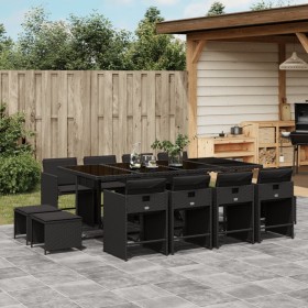 Set comedor de jardín con cojines 13 pzas ratán sintético negro by , Garden sets - Ref: Foro24-3211159, Price: 662,09 €, Disc...
