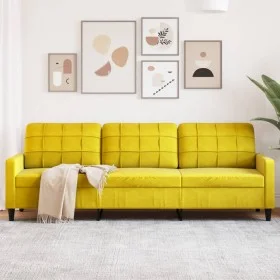 Sofá de 3 plazas terciopelo amarillo 210 cm by , Sofas - Ref: Foro24-4007650, Price: 279,98 €, Discount: %