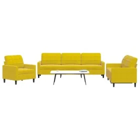 Dreiteiliges Sofaset mit gelben Samtkissen. von , Sofas - Ref: Foro24-3278437, Preis: 664,25 €, Rabatt: %