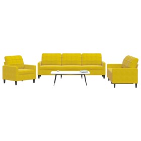 Juego de sofás con cojines 3 piezas terciopelo amarillo by , Sofas - Ref: Foro24-3278437, Price: 675,65 €, Discount: %