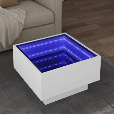 Mesa de centro con LED madera de ingeniería blanca 50x50x30 cm by , Coffee table - Ref: Foro24-847504, Price: 104,31 €, Disco...