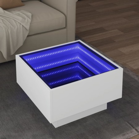 Mesa de centro con LED madera de ingeniería blanca 50x50x30 cm by , Coffee table - Ref: Foro24-847504, Price: 105,62 €, Disco...