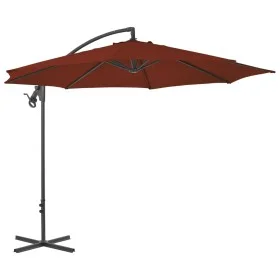 Sombrilla voladiza con poste de acero terracota 300 cm de vidaXL, Sombrillas - Ref: Foro24-312507, Precio: 127,79 €, Descuent...