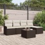 Conjunto de sofá de jardín con cojín 6 pcs Marrón Poliratán