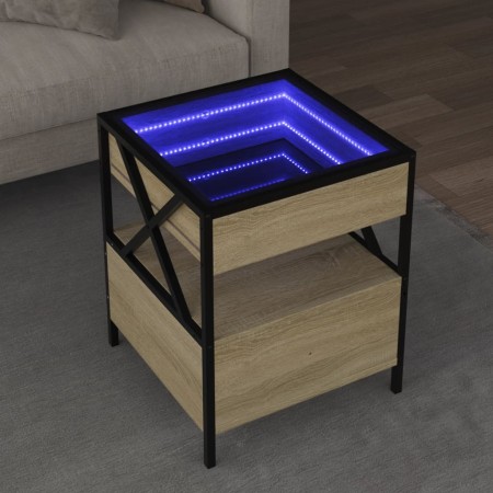 Mesa de centro con Infinity LED roble Sonoma 40x40x51 cm by , Coffee table - Ref: Foro24-847718, Price: 78,21 €, Discount: %