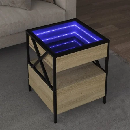 Mesa de centro con Infinity LED roble Sonoma 40x40x51 cm by , Coffee table - Ref: Foro24-847718, Price: 76,71 €, Discount: %