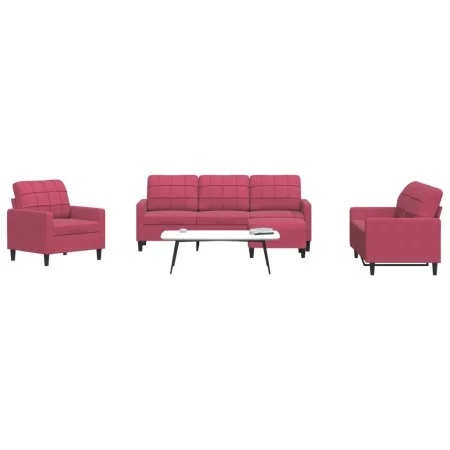 Juego de sofás con cojines 4 piezas terciopelo rojo tinto by , Sofas - Ref: Foro24-3278365, Price: 667,22 €, Discount: %