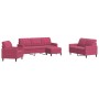 Juego de sofás con cojines 4 piezas terciopelo rojo tinto by , Sofas - Ref: Foro24-3278365, Price: 679,38 €, Discount: %