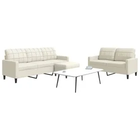 Juego de sofás con cojines 3 piezas terciopelo crema by , Sofas - Ref: Foro24-3278409, Price: 585,94 €, Discount: %