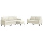 Juego de sofás con cojines 3 piezas terciopelo crema by , Sofas - Ref: Foro24-3278409, Price: 596,98 €, Discount: %