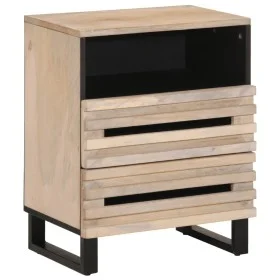 Mesita de noche de madera maciza de mango rugosa 50x34x62 cm by , Nightstands - Ref: Foro24-377486, Price: 69,66 €, Discount: %