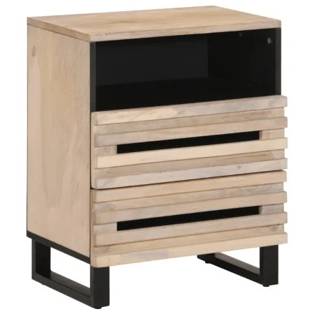 Mesita de noche de madera maciza de mango rugosa 50x34x62 cm by , Nightstands - Ref: Foro24-377486, Price: 69,66 €, Discount: %