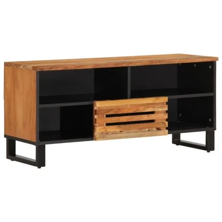 Mueble de TV madera maciza de acacia 100x34x46 cm de , Almacenamiento para CD y DVD - Ref: Foro24-377515, Precio: 73,29 €, De...