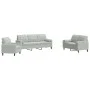 Dreiteiliges Sofaset mit Kissen aus hellgrauem Samt. von , Sofas - Ref: Foro24-3278371, Preis: 606,80 €, Rabatt: %