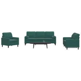 Dreiteiliges Sofaset mit dunkelgrünen Samtkissen. von , Sofas - Ref: Foro24-3278373, Preis: 746,96 €, Rabatt: %