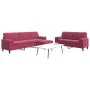 Juego de sofás con cojines 3 piezas terciopelo rojo tinto by , Sofas - Ref: Foro24-3278505, Price: 575,39 €, Discount: %