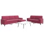 Juego de sofás con cojines 3 piezas terciopelo rojo tinto von , Sofas - Ref: Foro24-3278505, Preis: 584,33 €, Rabatt: %