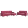 Juego de sofás con cojines 3 piezas terciopelo rojo tinto by , Sofas - Ref: Foro24-3278505, Price: 575,39 €, Discount: %