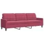 Juego de sofás con cojines 3 piezas terciopelo rojo tinto by , Sofas - Ref: Foro24-3278505, Price: 575,39 €, Discount: %