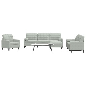 Juego de sofás con cojines 4 piezas terciopelo gris claro von , Sofas - Ref: Foro24-3278461, Preis: 681,82 €, Rabatt: %