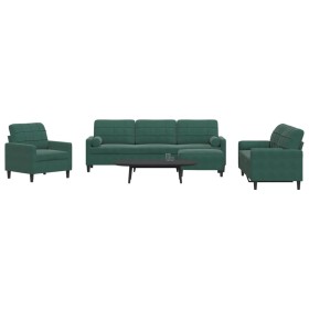 Juego de sofás con cojines 4 piezas terciopelo verde oscuro de , Sofás - Ref: Foro24-3278463, Precio: 826,79 €, Descuento: %