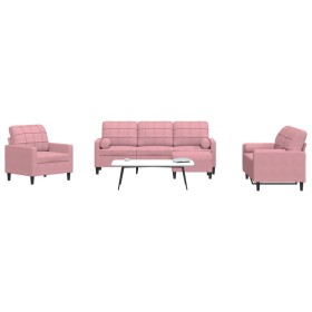 Sofagarnitur mit 4-teiligen rosa Samtkissen von , Sofas - Ref: Foro24-3278384, Preis: 796,85 €, Rabatt: %