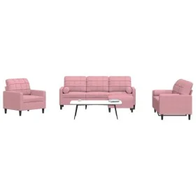 Sofagarnitur mit 4-teiligen rosa Samtkissen von , Sofas - Ref: Foro24-3278384, Preis: 782,35 €, Rabatt: %
