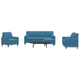 Juego de sofás con cojines 4 piezas terciopelo azul by , Sofas - Ref: Foro24-3278390, Price: 772,98 €, Discount: %