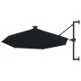 Wall umbrella with LEDs and metal pole 300 cm black by vidaXL, Umbrellas - Ref: Foro24-312528, Price: 113,06 €, Discount: %