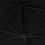 Sombrilla de pared con LEDs y poste de metal 300 cm negra