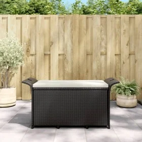 Gartenbank mit schwarzem Kunststoff-Rattankissen 116x46x57 cm. von , Gartenbänke - Ref: Foro24-363420, Preis: 131,55 €, Rabat...