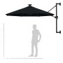 Wall umbrella with LEDs and metal pole 300 cm black by vidaXL, Umbrellas - Ref: Foro24-312528, Price: 113,06 €, Discount: %