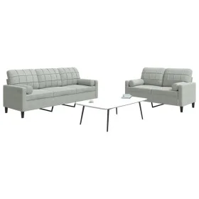 Zweiteiliges Sofaset mit Kissen aus hellgrauem Samt. von , Sofas - Ref: Foro24-3278411, Preis: 482,55 €, Rabatt: %