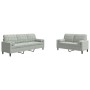 Set of sofas with 2 light gray velvet cushions by , Sofas - Ref: Foro24-3278411, Price: 473,36 €, Discount: %