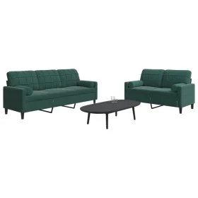 Set of sofas with 2 dark green velvet cushions by , Sofas - Ref: Foro24-3278413, Price: 585,74 €, Discount: %