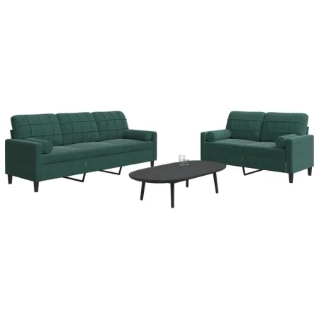 Set of sofas with 2 dark green velvet cushions by , Sofas - Ref: Foro24-3278413, Price: 585,74 €, Discount: %