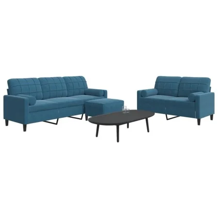 Sofagarnitur mit 3-teiligen blauen Samtkissen von , Sofas - Ref: Foro24-3278430, Preis: 614,30 €, Rabatt: %