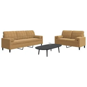 2-piece brown velvet sofa set with cushions by , Sofas - Ref: Foro24-3278418, Price: 568,57 €, Discount: %