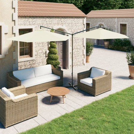 Sombrilla doble con palo de acero color arena 600 cm de vidaXL, Sombrillas - Ref: Foro24-312563, Precio: 162,32 €, Descuento: %