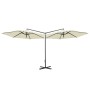 Sombrilla doble con palo de acero color arena 600 cm de vidaXL, Sombrillas - Ref: Foro24-312563, Precio: 162,32 €, Descuento: %