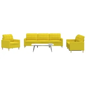 3-piece light yellow fabric sofa set by , Sofas - Ref: Foro24-3278292, Price: 608,78 €, Discount: %
