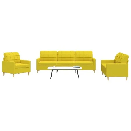 3-piece light yellow fabric sofa set by , Sofas - Ref: Foro24-3278292, Price: 608,78 €, Discount: %