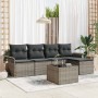 Conjunto de sofá de jardín con cojín 6 pcs Gris Poliratán
