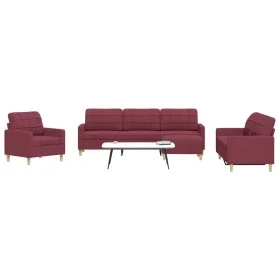 4-piece sofa set with ottoman in burgundy fabric by , Sofas - Ref: Foro24-3278301, Price: 695,24 €, Discount: %