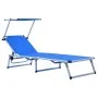Klappbare Sonnenliegen mit 2 Stück Dach Aluminium und blauem Textilene von vidaXL, Liegen - Ref: Foro24-312457, Preis: 183,79...