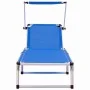 Klappbare Sonnenliegen mit 2 Stück Dach Aluminium und blauem Textilene von vidaXL, Liegen - Ref: Foro24-312457, Preis: 183,79...