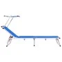 Klappbare Sonnenliegen mit 2 Stück Dach Aluminium und blauem Textilene von vidaXL, Liegen - Ref: Foro24-312457, Preis: 183,79...