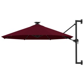 Wall umbrella with LEDs and metal pole 300 cm burgundy by vidaXL, Umbrellas - Ref: Foro24-312526, Price: 148,68 €, Discount: %